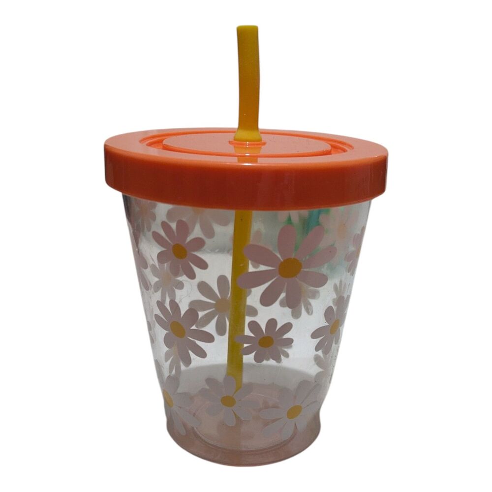 Colorful Kids Reusable Plastic Cups With Lids & Straws Set of 4 - Picture 5 of 6